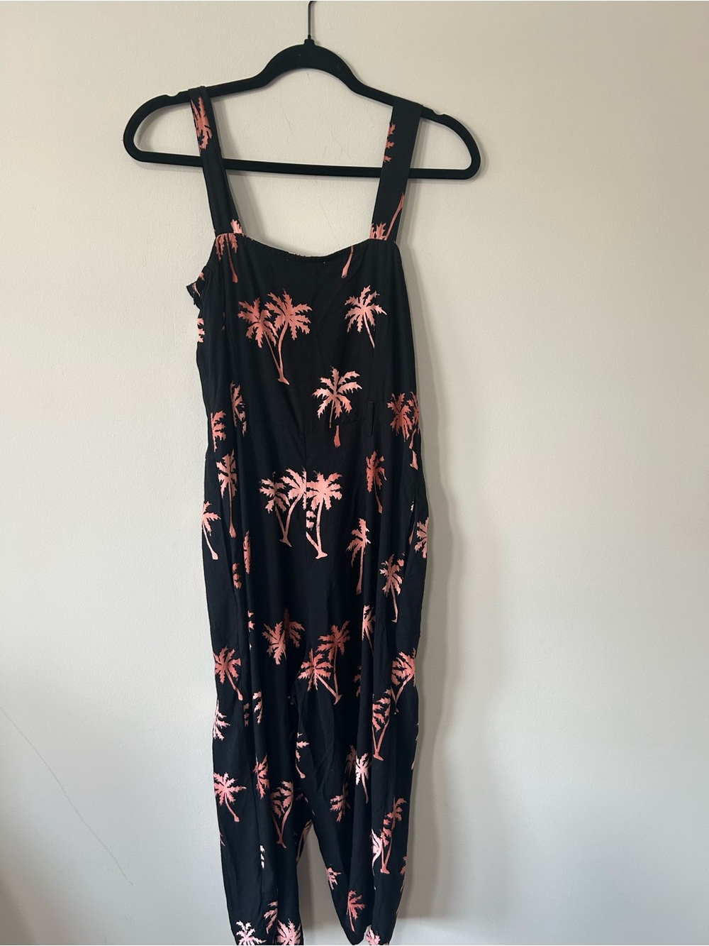 Sugarhill Brighton Black & Pink Palm Tree Jumpsuit - Size US 8 / UK 12
